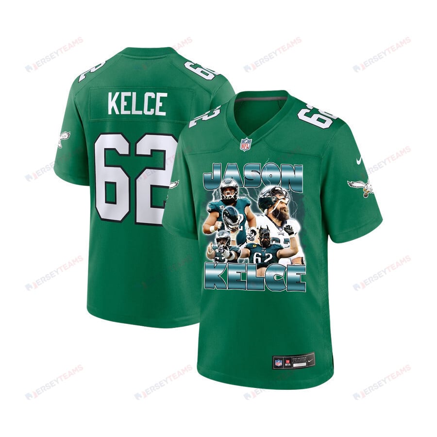 Jason Kelce 62 Philadelphia Eagles Legacy Game YOUTH Jersey - Green