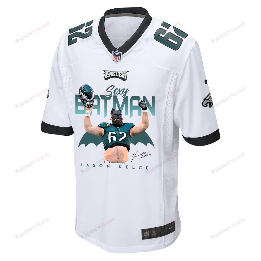 Jason Kelce 62 Philadelphia Eagles Sexy Batman Game Jersey - Men, White