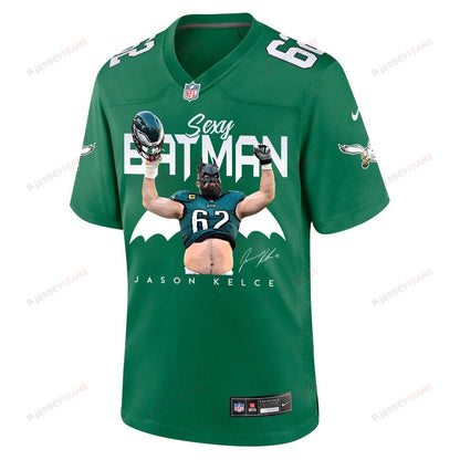Jason Kelce 62 Philadelphia Eagles Sexy Batman Game Jersey - Men, Green