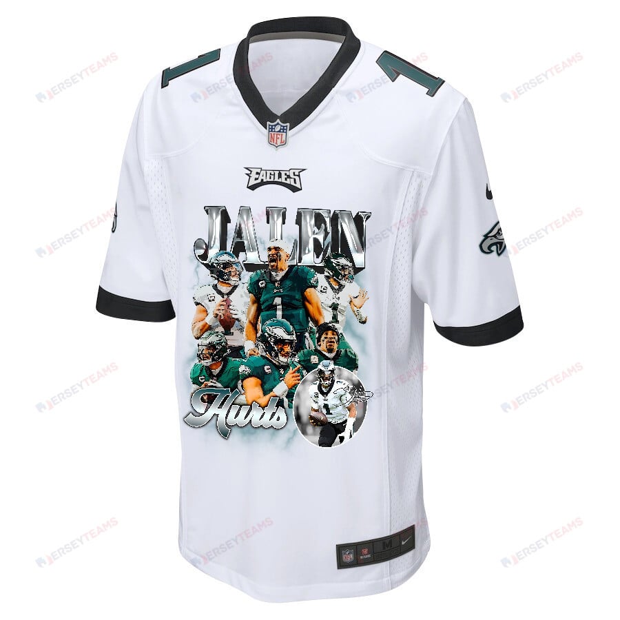 Jalen Hurts 1 Philadelphia Eagles Go Directly To Jalen Game Men Jersey - White