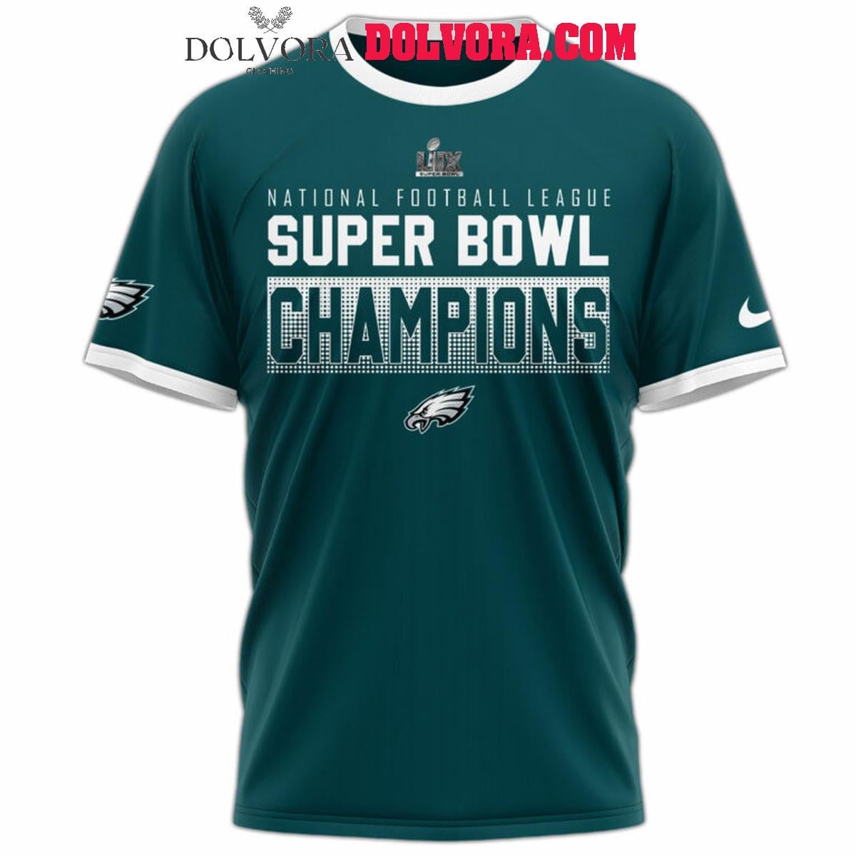 Philadelphia Eagles Super Bowl Champions LIX 2025 Celebrating All Over Printed T-Shirt - Midnight Green