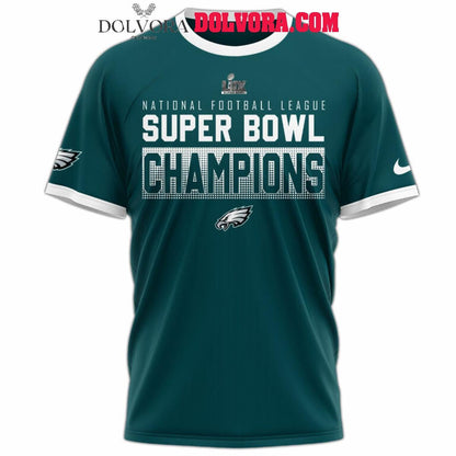 Philadelphia Eagles Super Bowl Champions LIX 2025 Celebrating All Over Printed T-Shirt - Midnight Green