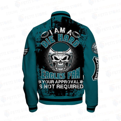 Philadelphia Eagles Skull Helmet Halloween Pattern Varsity Jacket - All-Over-Printed Jacket