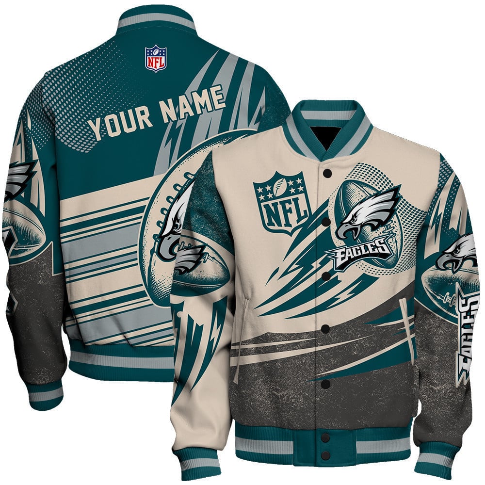 Philadelphia Eagles - National Football League Customized AOP Varsity Jacket V10 - All-Over-Printed Jacket