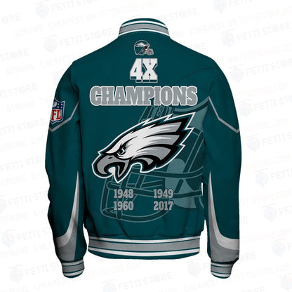 Philadelphia Eagles 4X Super Bowl Champions Varsity Jacket - All-Over-Printed Jacket