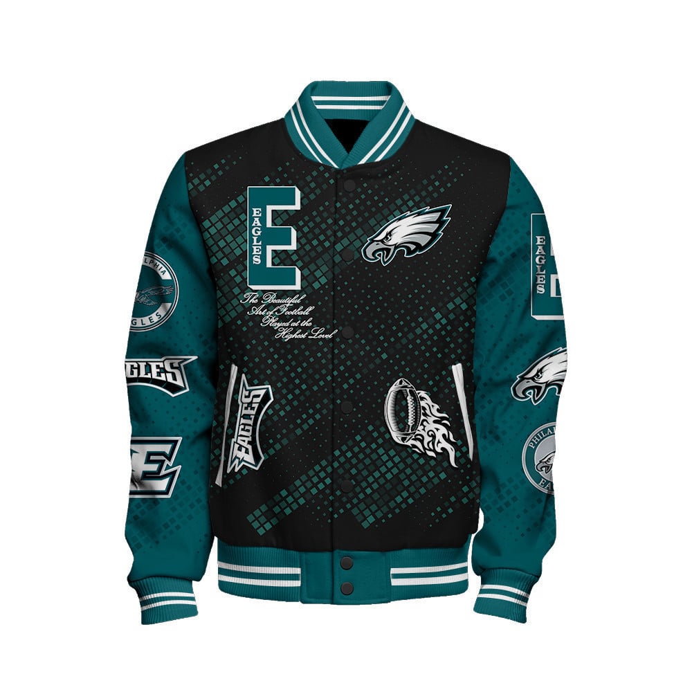 Philadelphia Eagles National Football League Pattern Varsity Jacket V13 - All-Over-Printed Jacket