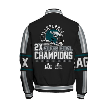 Philadelphia Eagles Super Bowl LIX Champions A Glorious Journey Varsity Jacket - All-Over-Printed Jacket