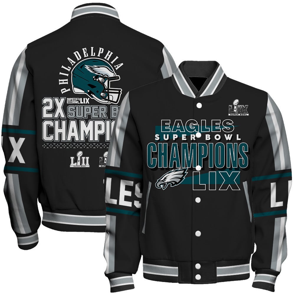 Philadelphia Eagles Super Bowl LIX Champions A Glorious Journey Varsity Jacket - All-Over-Printed Jacket