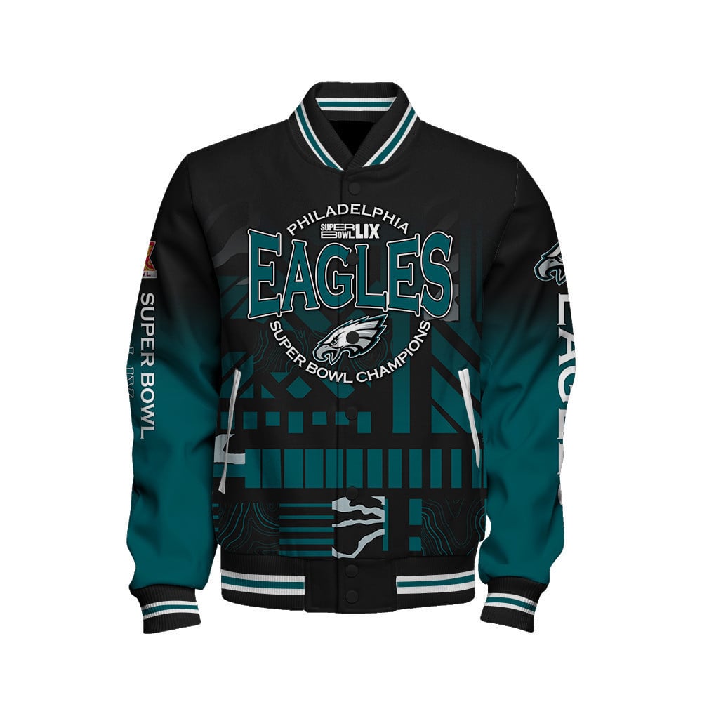 Philadelphia Eagles Super Bowl LIX Champions Dream Come True Varsity Jacket - All-Over-Printed Jacket