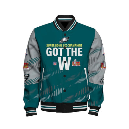 Philadelphia Eagles Super Bowl LIX Champions Defeating All Rivals Varsity Jacket - All-Over-Printed Jacket