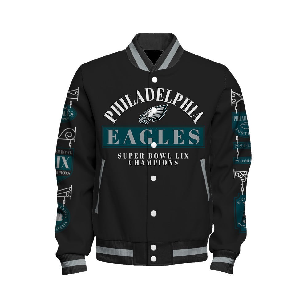 Philadelphia Eagles Super Bowl LIX Champions Represent The Pride Varsity Jacket - All-Over-Printed Jacket