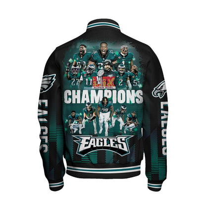 Philadelphia Eagles Super Bowl LIX Champions Own The Historic Moment Varsity Jacket - All-Over-Printed Jacket