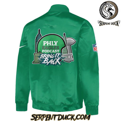 Philadelphia Eagles Bring It Black Limited Baseball Jacket Varsity Jacket - Kelly Green - All-Over-Printed Jacket