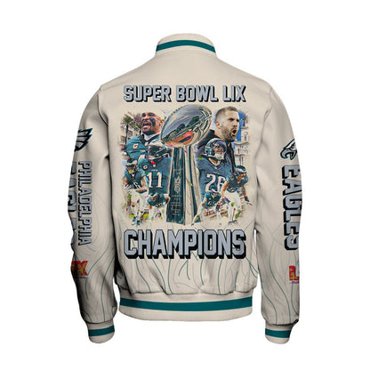 Philadelphia Eagles Super Bowl LIX Champions Unstoppable Force Varsity Jacket - All-Over-Printed Jacket