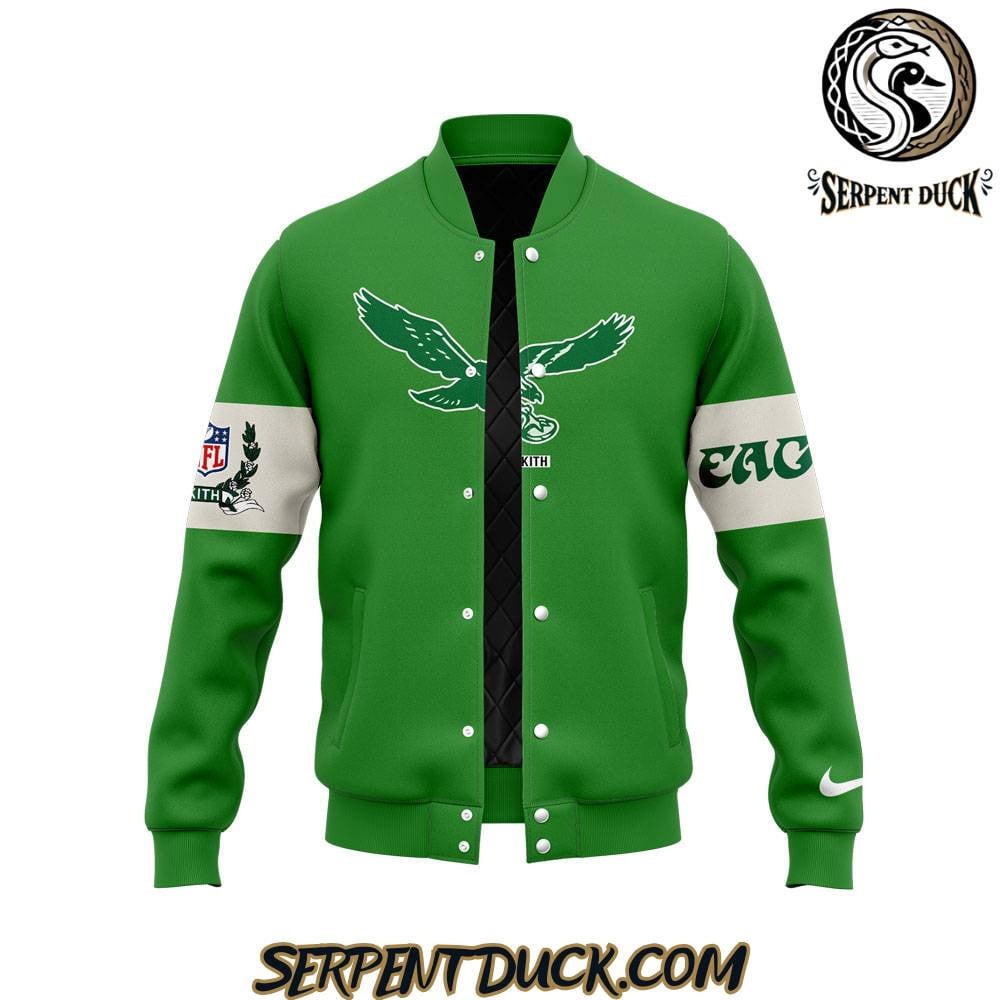 Philadelphia Eagles Karl-Anthony Towns Baseball Jacket Varsity Jacket - Kelly Green - All-Over-Printed Jacket