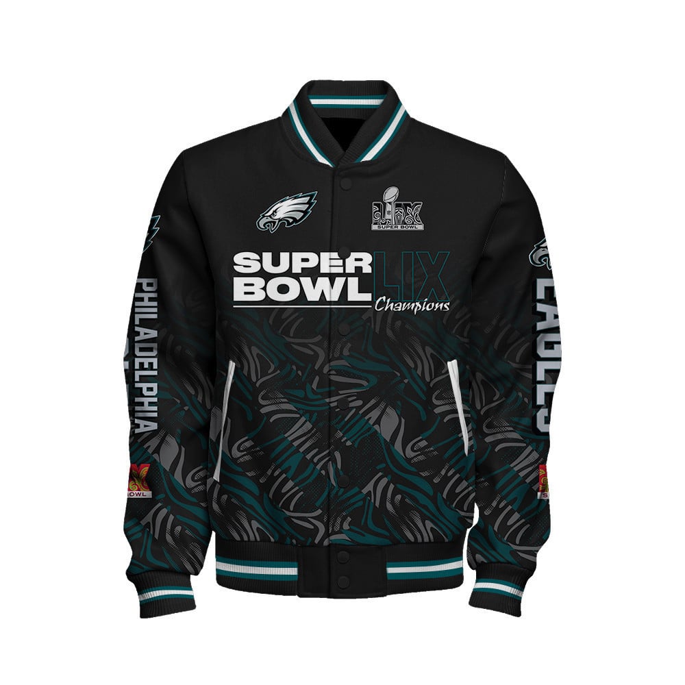 Philadelphia Eagles Super Bowl LIX Champions Soaring High Varsity Jacket - All-Over-Printed Jacket