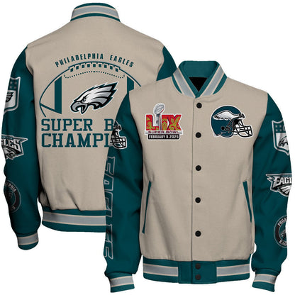 Philadelphia Eagles Super Bowl LIX Lead The Way Varsity Jacket - All-Over-Printed Jacket