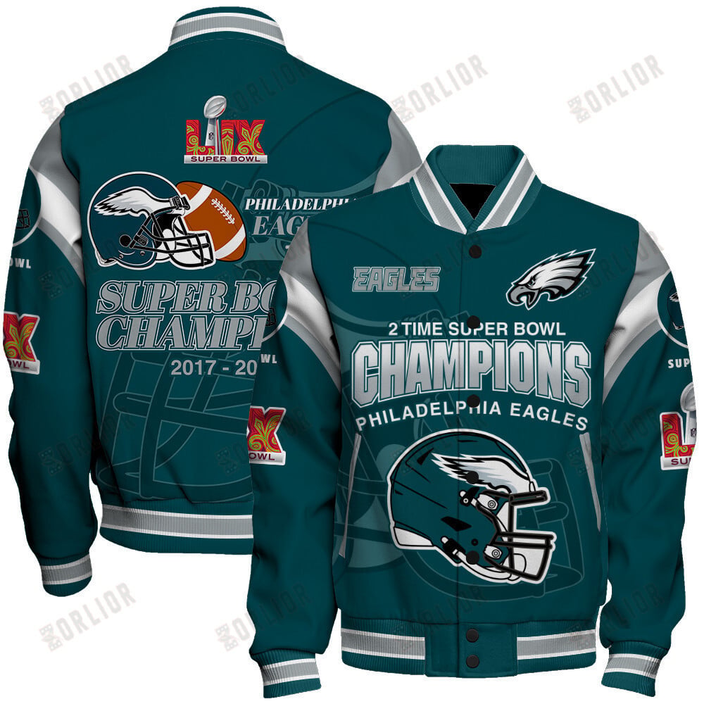 Philadelphia Eagles Super Bowl LIX 2025 Make History Varsity Jacket - All-Over-Printed Jacket