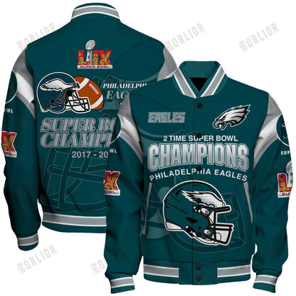 Philadelphia Eagles Super Bowl LIX 2025 Make History Varsity Jacket - All-Over-Printed Jacket