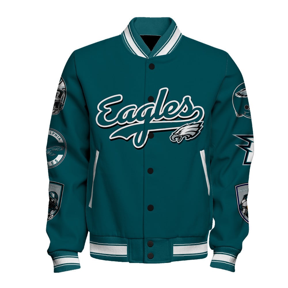 Philadelphia Eagles Super Bowl LIX Celebrate The Champions Varsity Jacket - All-Over-Printed Jacket