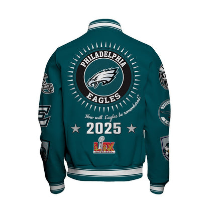 Philadelphia Eagles Super Bowl LIX Celebrate The Champions Varsity Jacket - All-Over-Printed Jacket