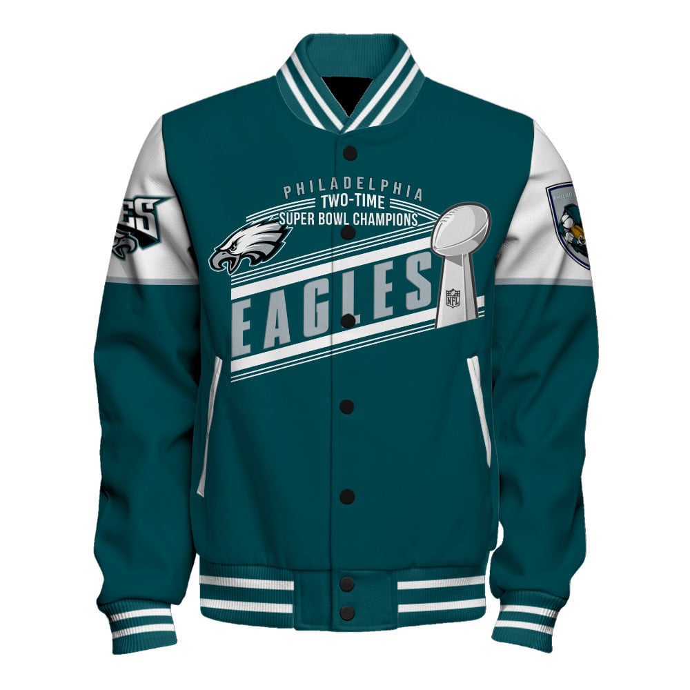 Philadelphia Eagles Super Bowl LIX Champions 2024 Prove Strength Varsity Jacket - All-Over-Printed Jacket