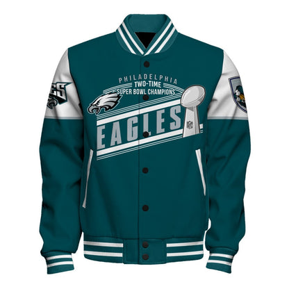 Philadelphia Eagles Super Bowl LIX Champions 2024 Prove Strength Varsity Jacket - All-Over-Printed Jacket