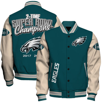 Philadelphia Eagles Super Bowl LIX Champions Where Champions Are Made Varsity Jacket - All-Over-Printed Jacket