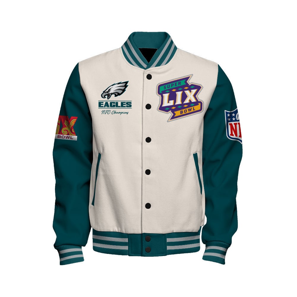 Philadelphia Eagles Super Bowl LIX Celebrate The Victory Varsity Jacket - All-Over-Printed Jacket