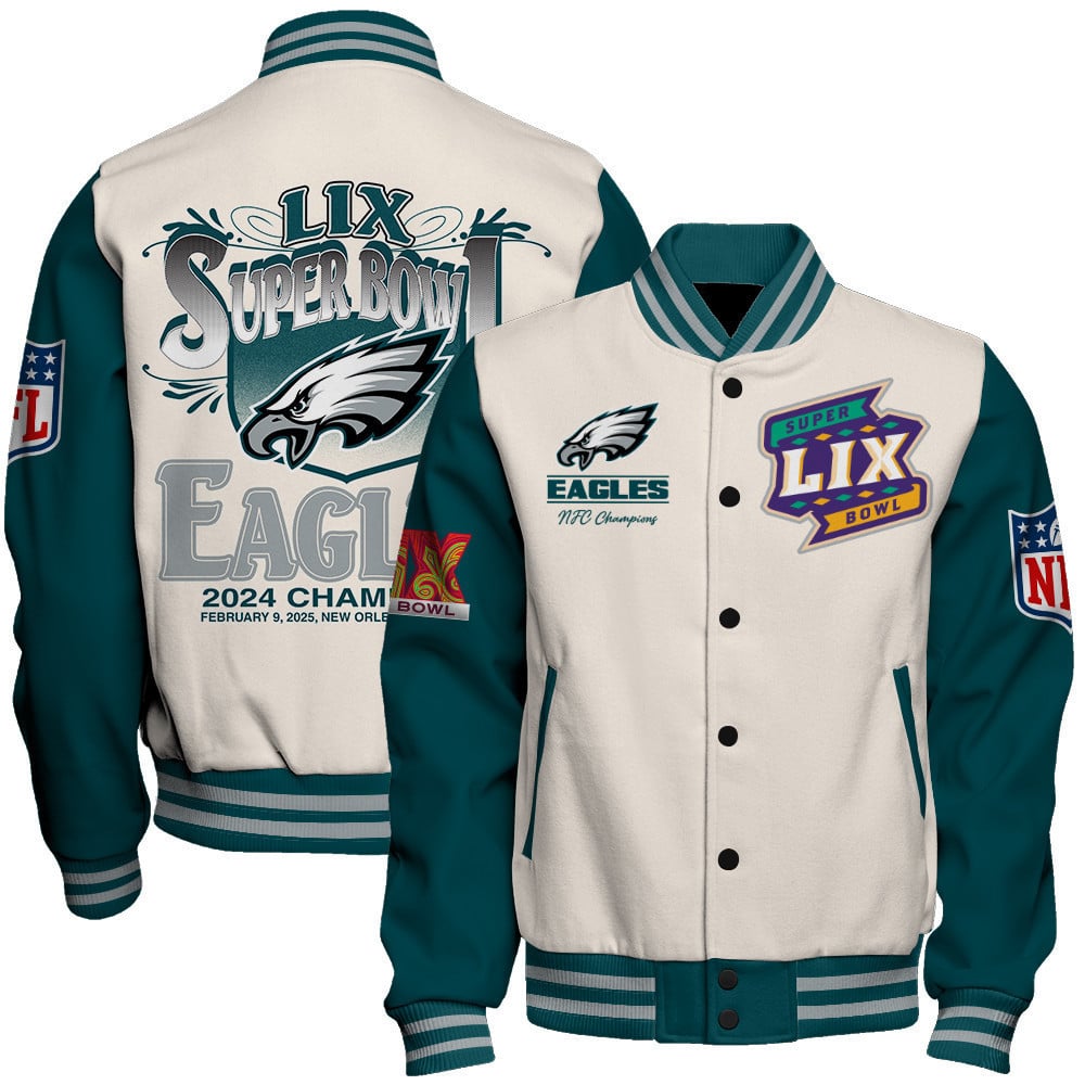 Philadelphia Eagles Super Bowl LIX Celebrate The Victory Varsity Jacket - All-Over-Printed Jacket