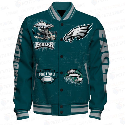 Philadelphia Eagles National Football League Print Varsity Jacket STM V6 - All-Over-Printed Jacket