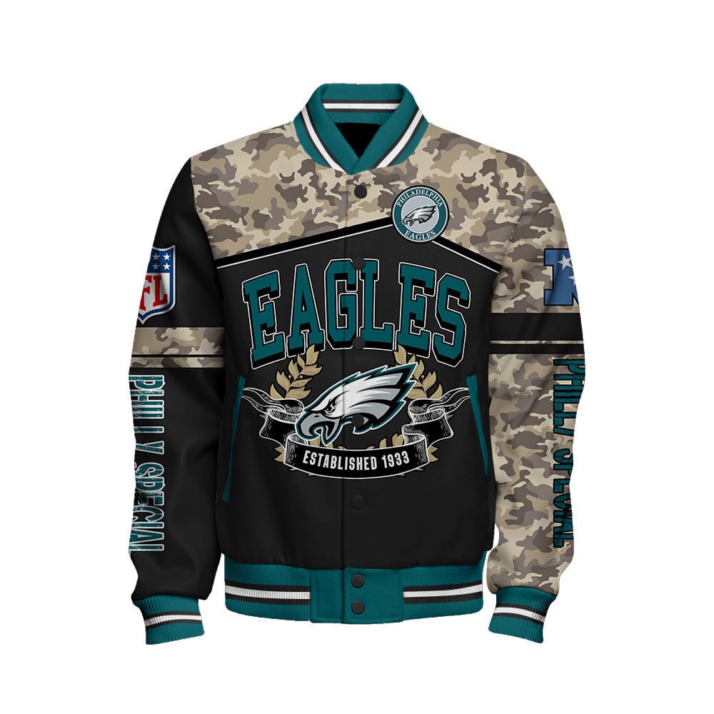 Philadelphia Eagles Philly Special National Football League Print Varsity Jacket - All-Over-Printed Jacket