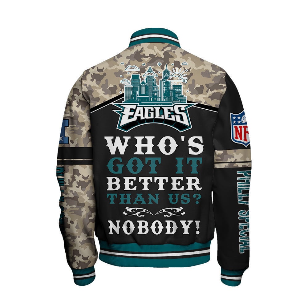 Philadelphia Eagles Philly Special National Football League Print Varsity Jacket - All-Over-Printed Jacket