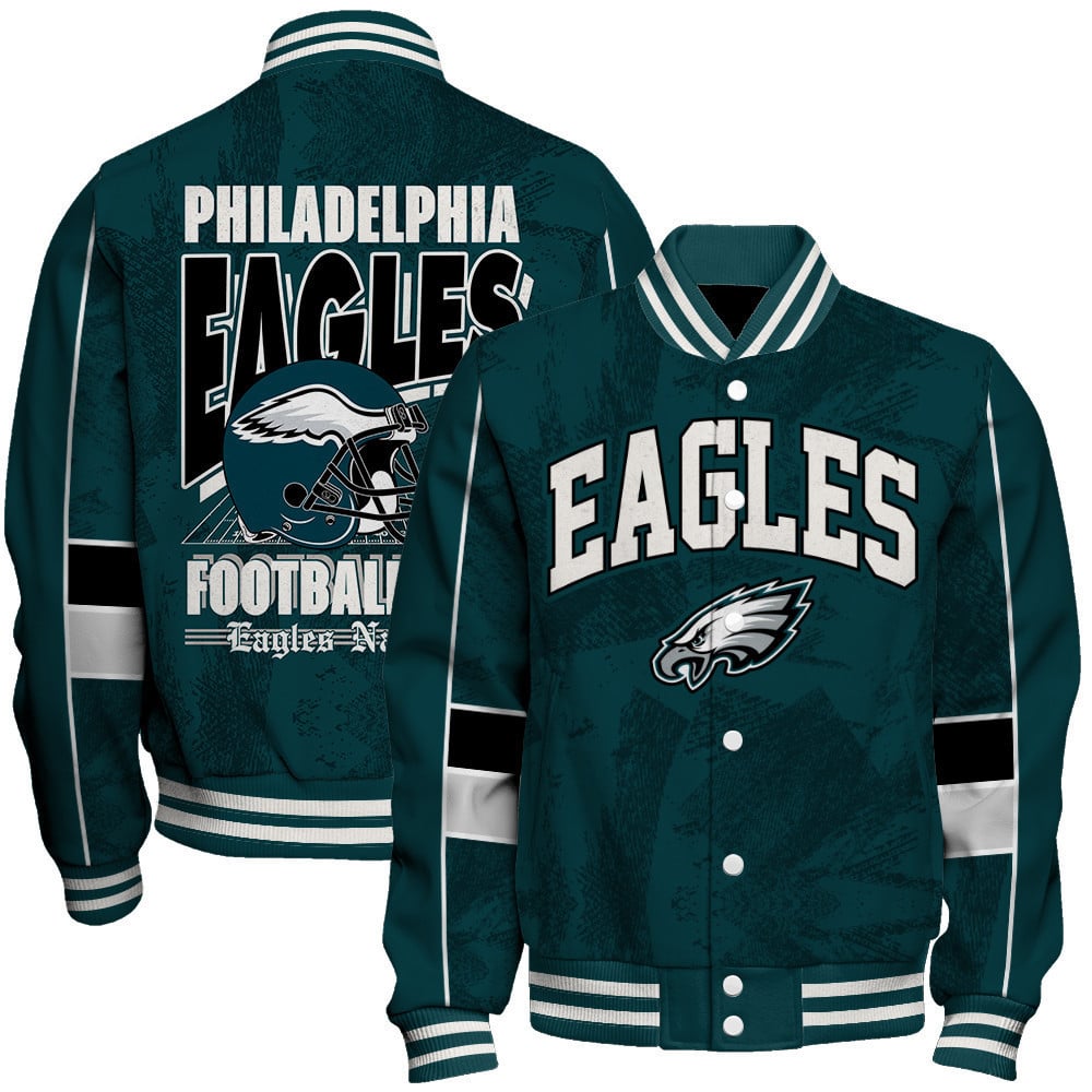 Philadelphia Eagles Football Team 2024 - 25 Cheering Symbols Unisex Varsity Jacket - All-Over-Printed Jacket