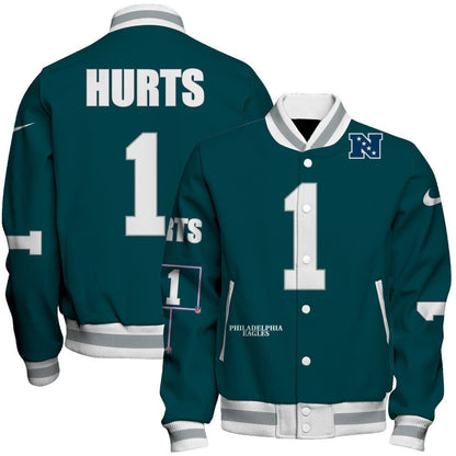 Jalen Hurts #1 Philadelphia Eagles National Football League 2024 Unique Design Unisex Varsity Jacket - All-Over-Printed Jacket