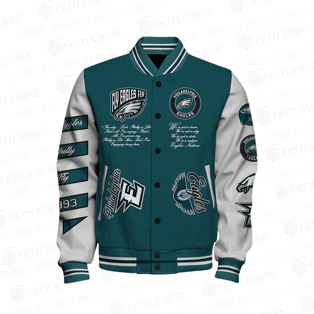 Philadelphia Eagles Off - White Style Pattern Varsity Jacket STM - All-Over-Printed Jacket
