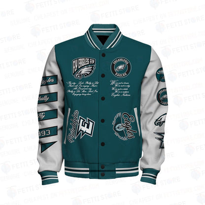 Philadelphia Eagles Off - White Style Pattern Varsity Jacket STM - All-Over-Printed Jacket