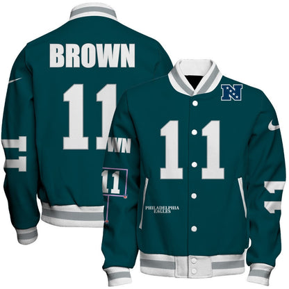 A. J. Brown #11 Philadelphia Eagles National Football League 2024 Unique Design Unisex Varsity Jacket - All-Over-Printed Jacket