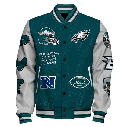 Philadelphia Eagles National Football League Conquer Every Field Unisex Varsity Jacket - All-Over-Printed Jacket