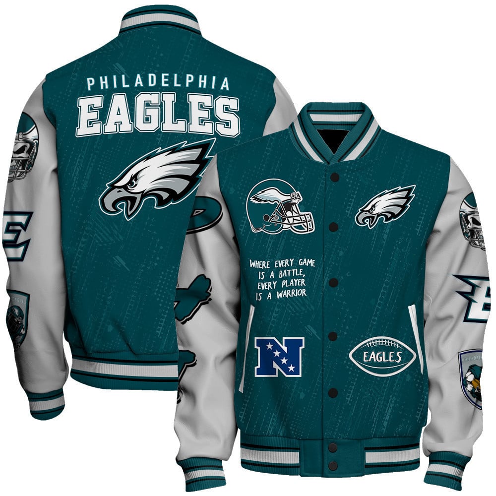 Philadelphia Eagles National Football League Conquer Every Field Unisex Varsity Jacket - All-Over-Printed Jacket