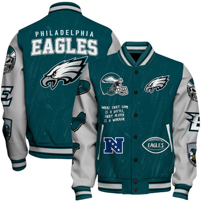 Philadelphia Eagles National Football League Conquer Every Field Unisex Varsity Jacket - All-Over-Printed Jacket