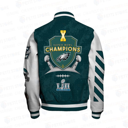 Philadelphia Eagles X Champions Print Varsity Jacket SFAT V9 - All-Over-Printed Jacket