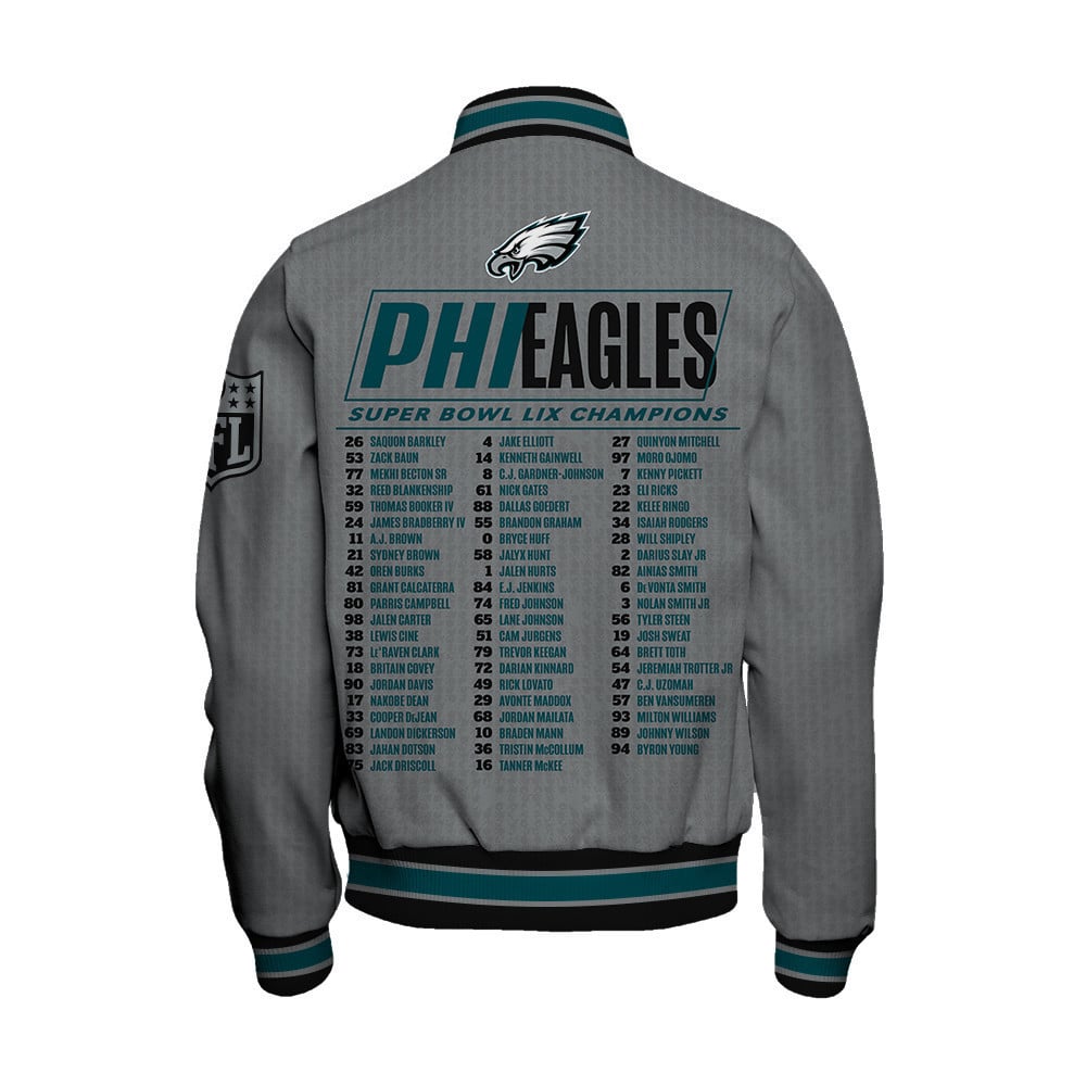 Philadelphia Eagles Super Bowl LIX Roster Varsity Jacket - All-Over-Printed Jacket