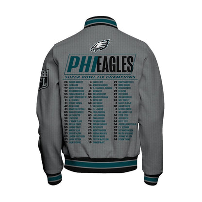 Philadelphia Eagles Super Bowl LIX Roster Varsity Jacket - All-Over-Printed Jacket