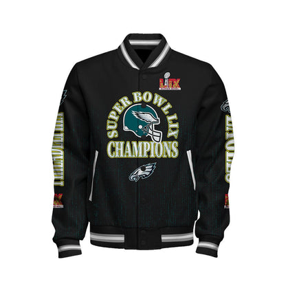 Philadelphia Eagles Super Bowl LIX Champions Fear The Flock Varsity Jacket - All-Over-Printed Jacket