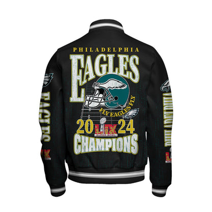 Philadelphia Eagles Super Bowl LIX Champions Fear The Flock Varsity Jacket - All-Over-Printed Jacket