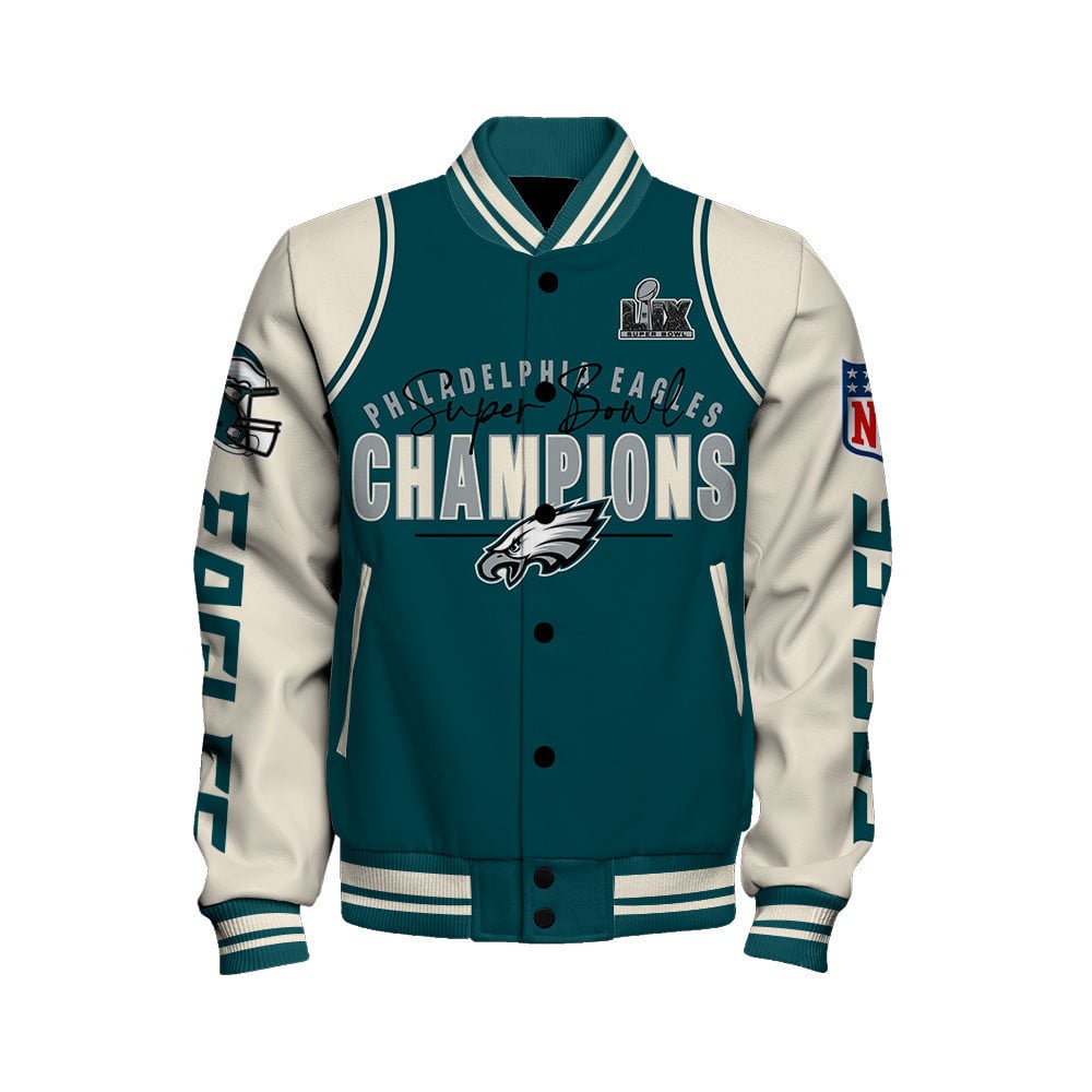 Philadelphia Eagles Super Bowl LIX Champions Command The Game, Claim Glory Varsity Jacket - All-Over-Printed Jacket