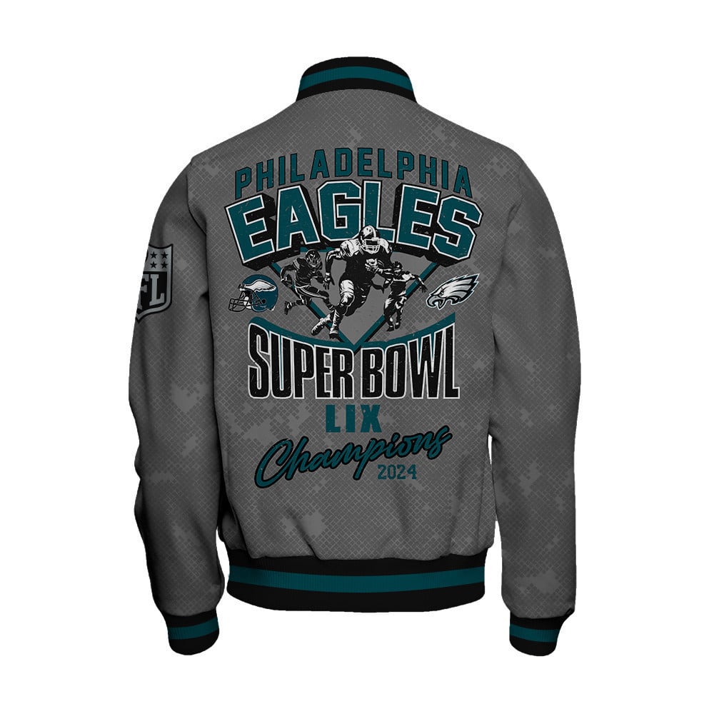 Philadelphia Eagles Super Bowl LIX Champions Victory Secured Varsity Jacket - All-Over-Printed Jacket
