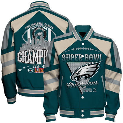 Philadelphia Eagles Super Bowl LIX Champions Philly's Finest Varsity Jacket - All-Over-Printed Jacket