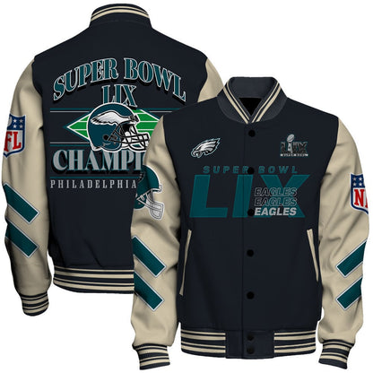Philadelphia Eagles Super Bowl LIX Champions A Historic Win Varsity Jacket - All-Over-Printed Jacket